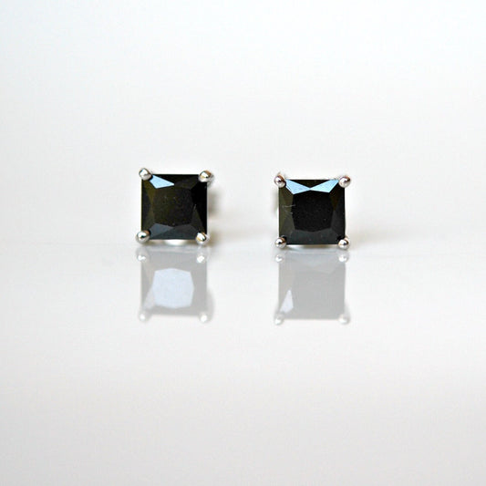 Minka black cubic zirconia stud earrings - square