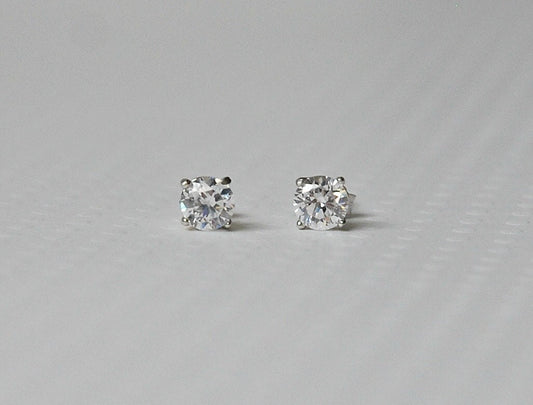 Minka round cz stud earrings - clear or black