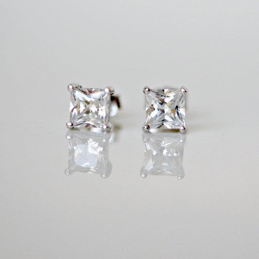 Square cz stud earrings