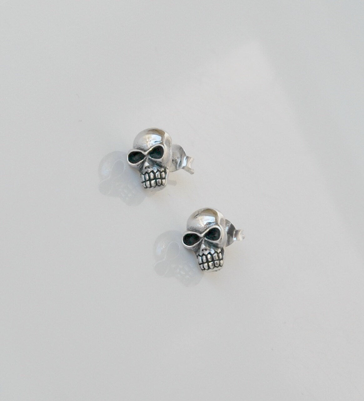 Sterling silver skull studs, small skeleton earrings, tiny skull earrings, mens jewelry, skeleton studs, edgy jewelry, littleglamour earring