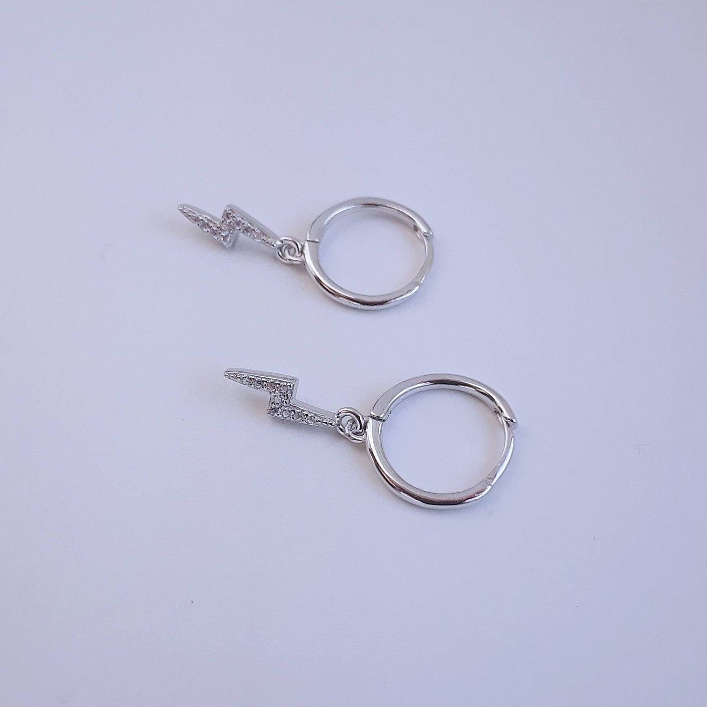 CZ lightning bolt huggie hoop earrings