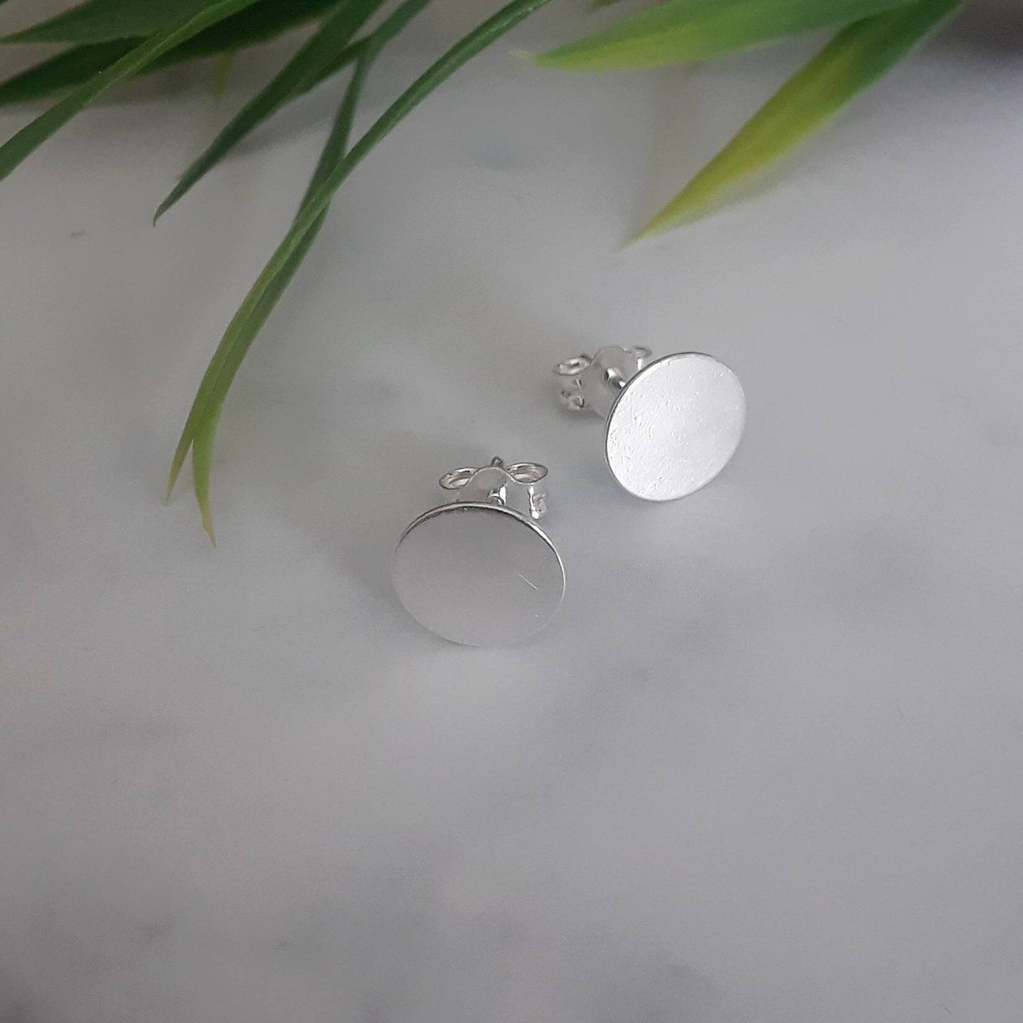 Sterling silver disk studs, silver disk earrings, round silver studs, 8mm, dainty circle studs, dot earrings, multi piercing, simple earring