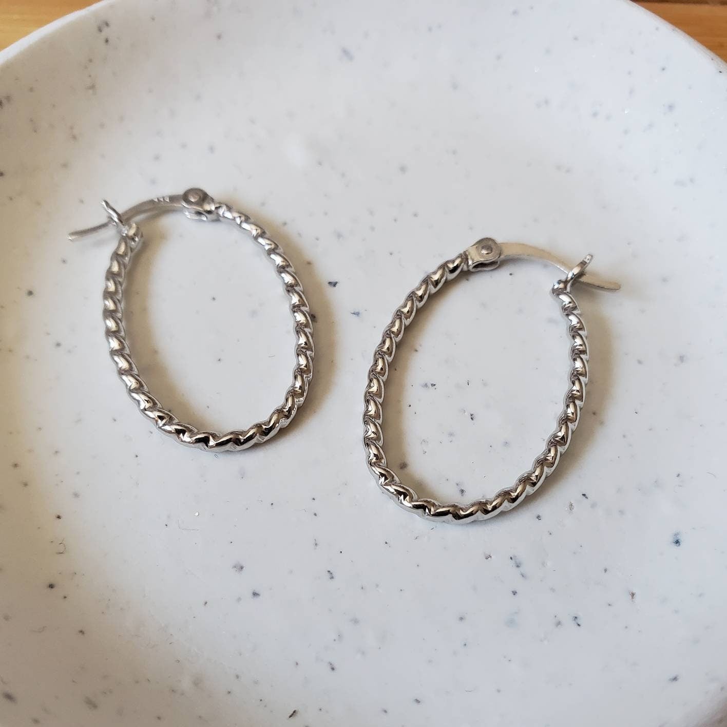 Sterling silver hoop earrings, textured silver oval hoops, silver earrings, everyday earrings, gift for women, lightweight, modern hoops