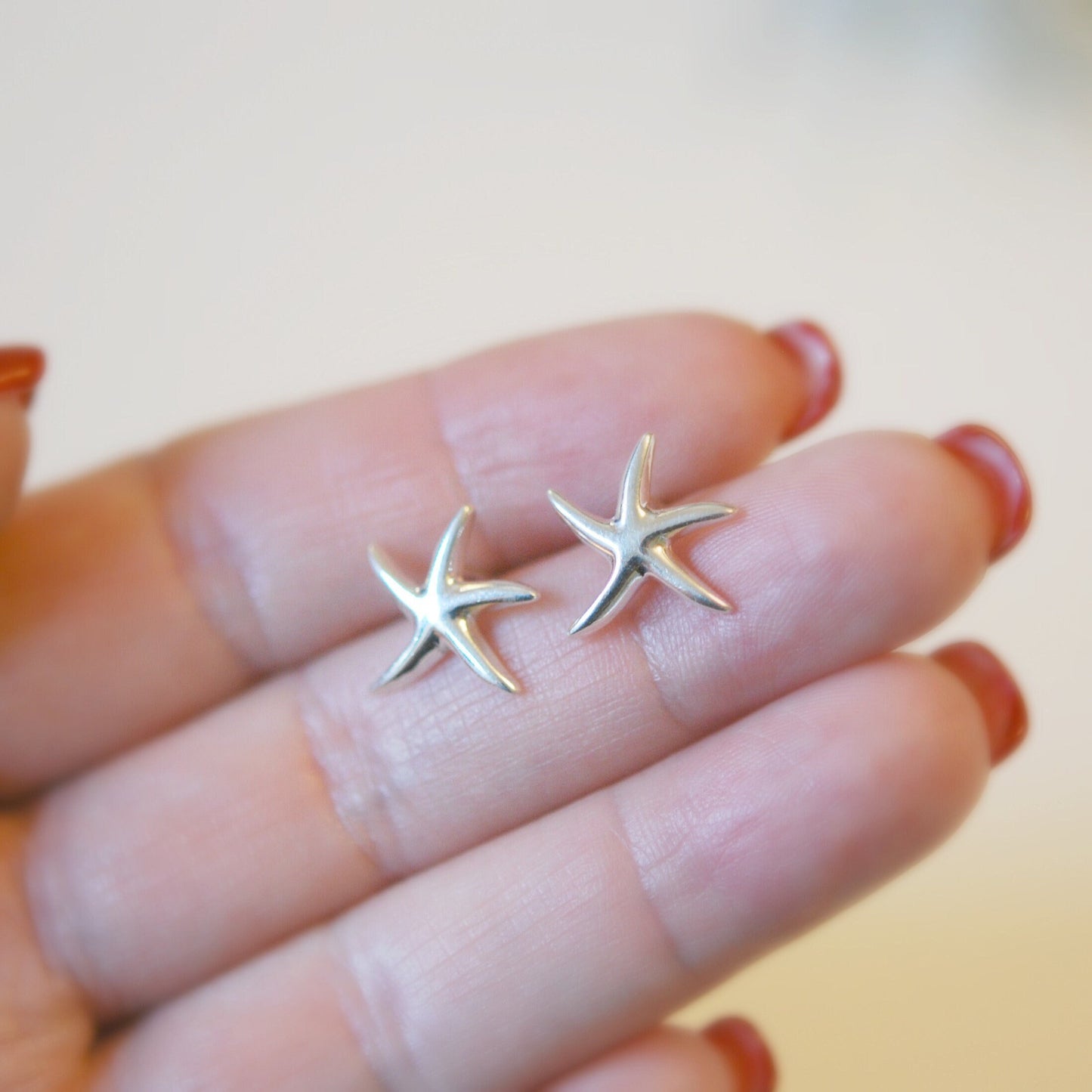 Star earrings, sterling silver star studs, silver starfish earrings, celestial earrings, vacation gift, nautical jewelry, sea star, beach