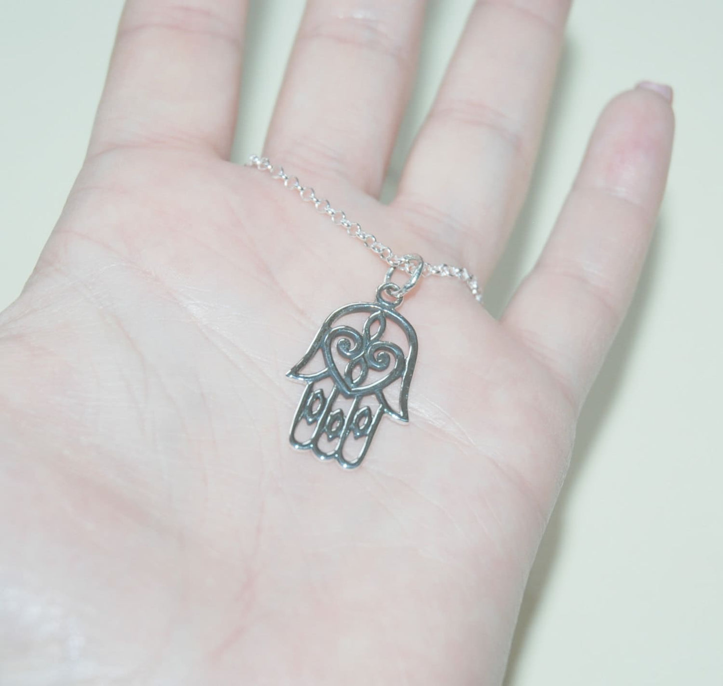 Sterling silver hamsa necklace, hand of fatima pendant, talisman necklace, yoga jewelry, protection necklace, hamsa hand pendant