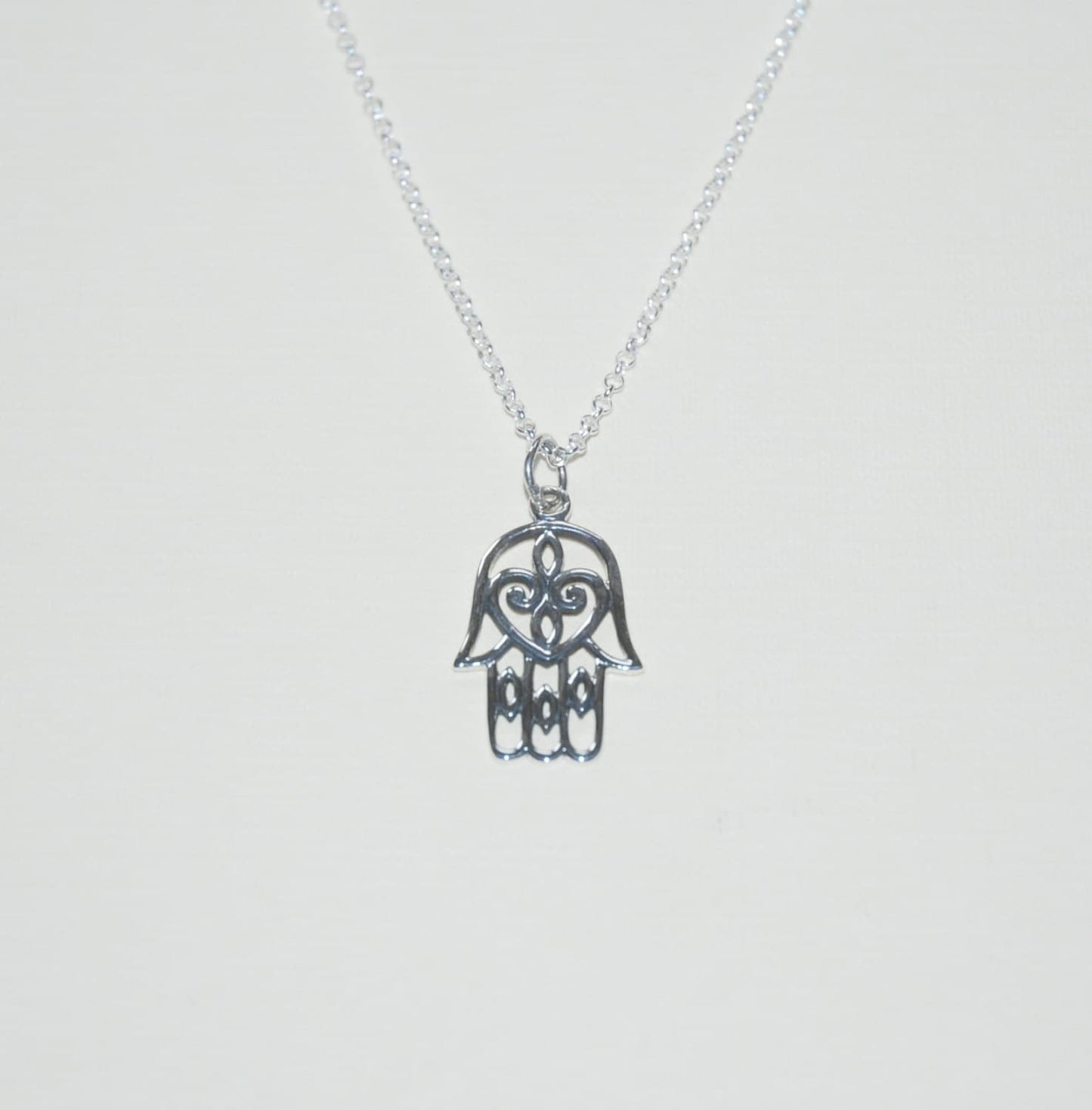 Sterling silver hamsa necklace, hand of fatima pendant, talisman necklace, yoga jewelry, protection necklace, hamsa hand pendant