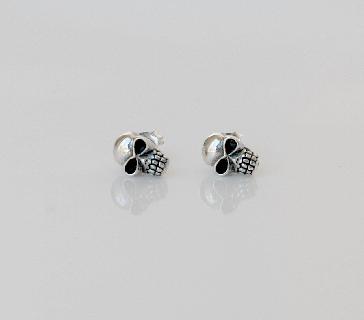 Sterling silver skull studs, small skeleton earrings, tiny skull earrings, mens jewelry, skeleton studs, edgy jewelry, littleglamour earring