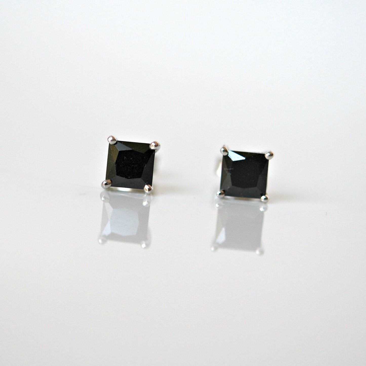 Minka black cubic zirconia stud earrings - square