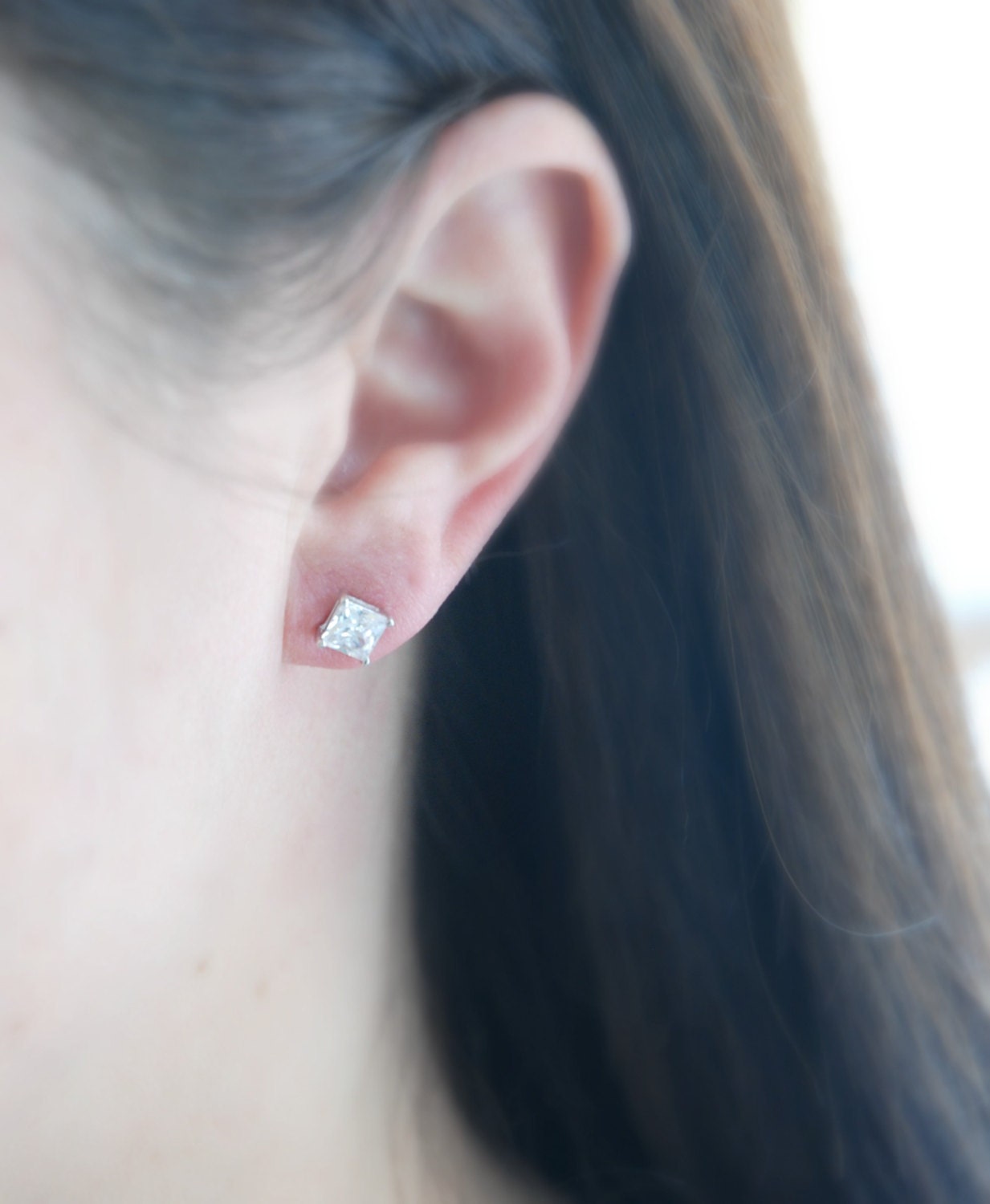 Square cz stud earrings