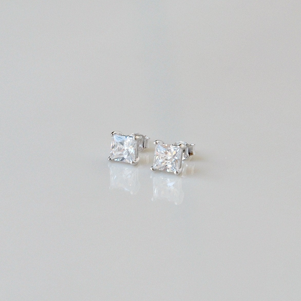 Square cz stud earrings