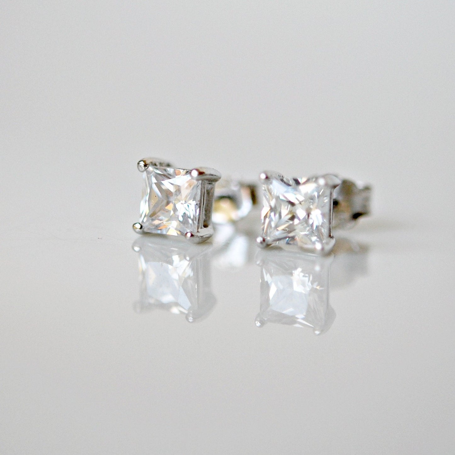 Square cz stud earrings