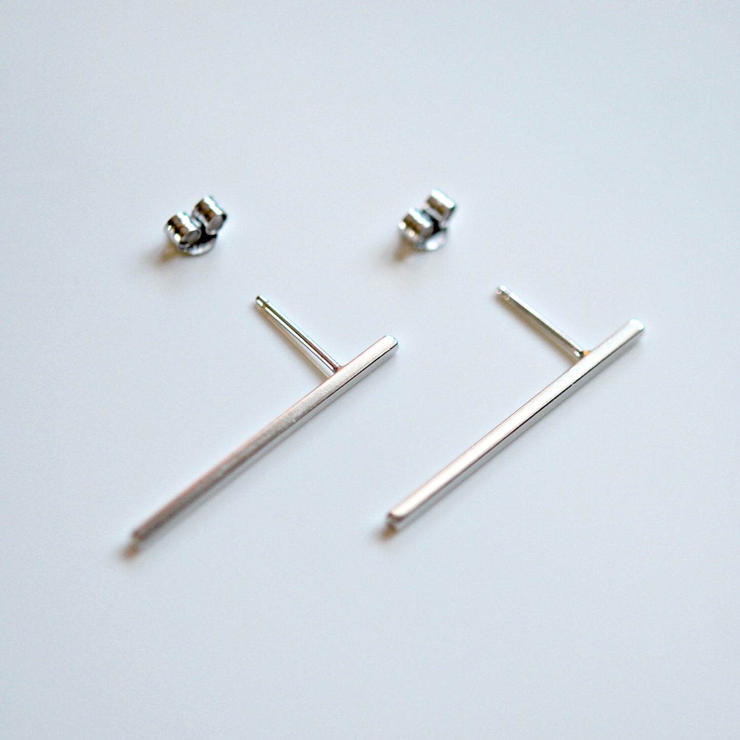 Sterling silver bar stud earrings