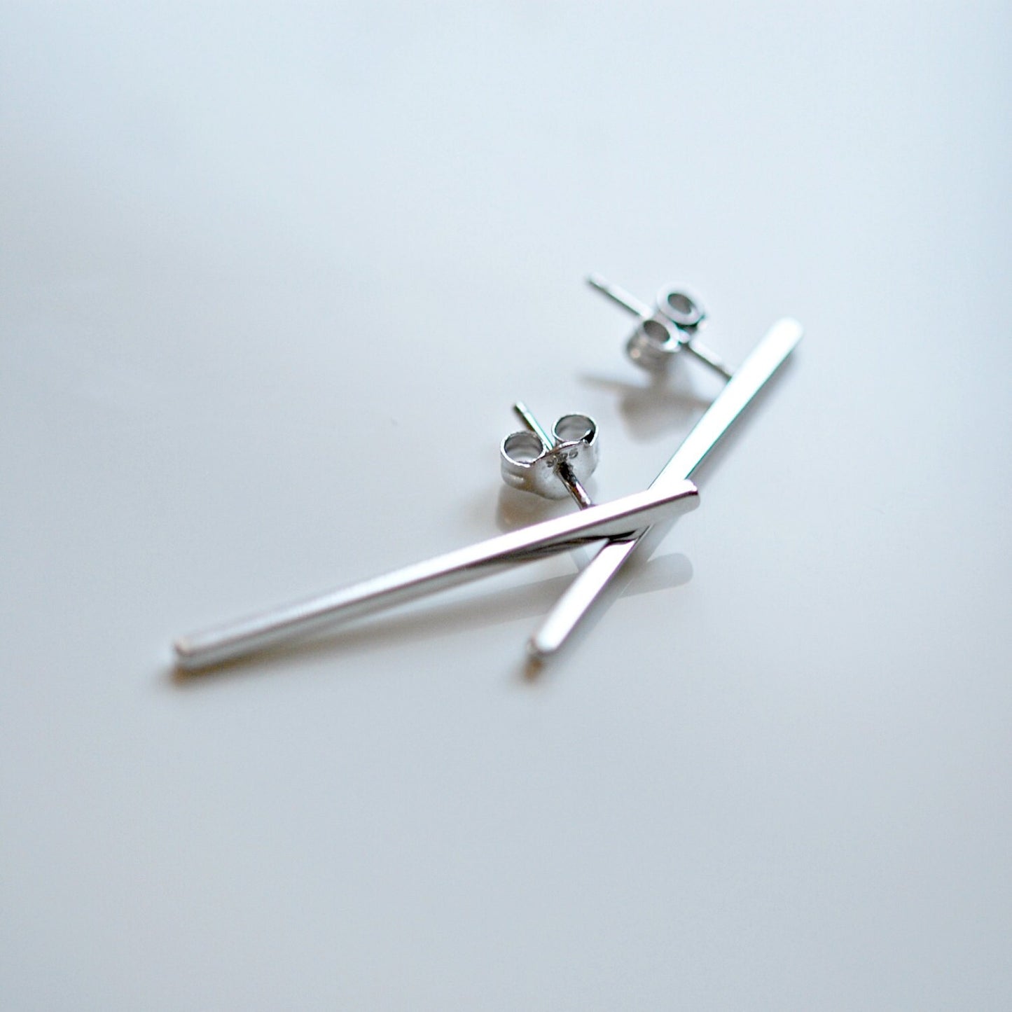 Sterling silver bar stud earrings